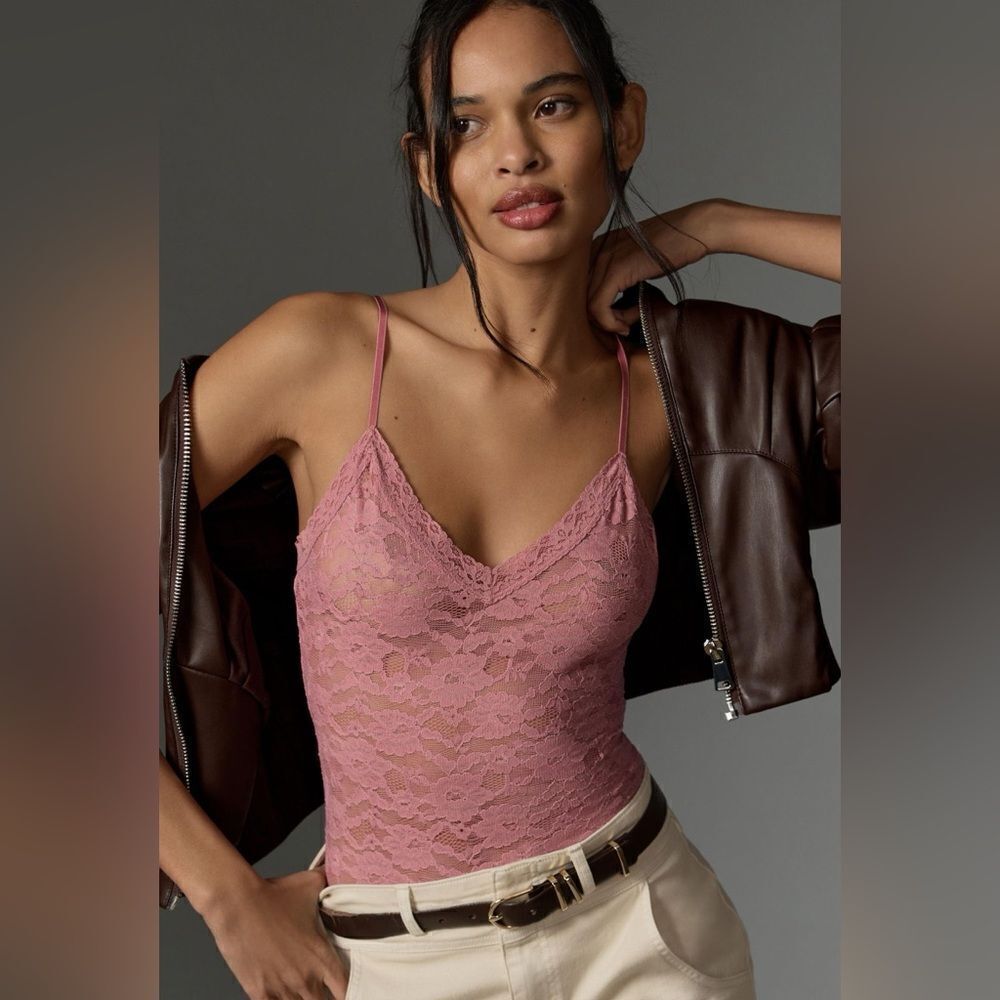 Anthropologie NWT Sabrina V-Neck Lace Bodysuit - S